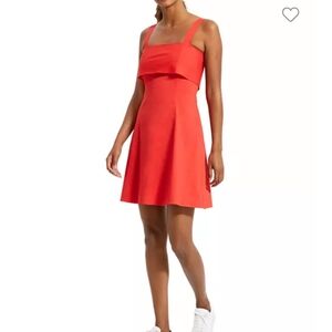 Theory Drape Back Dress in Good Linen in Poppy Size 0